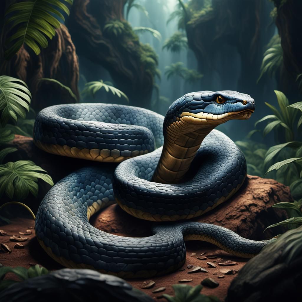 Fantastical King Cobra in Detailed Matte Painting