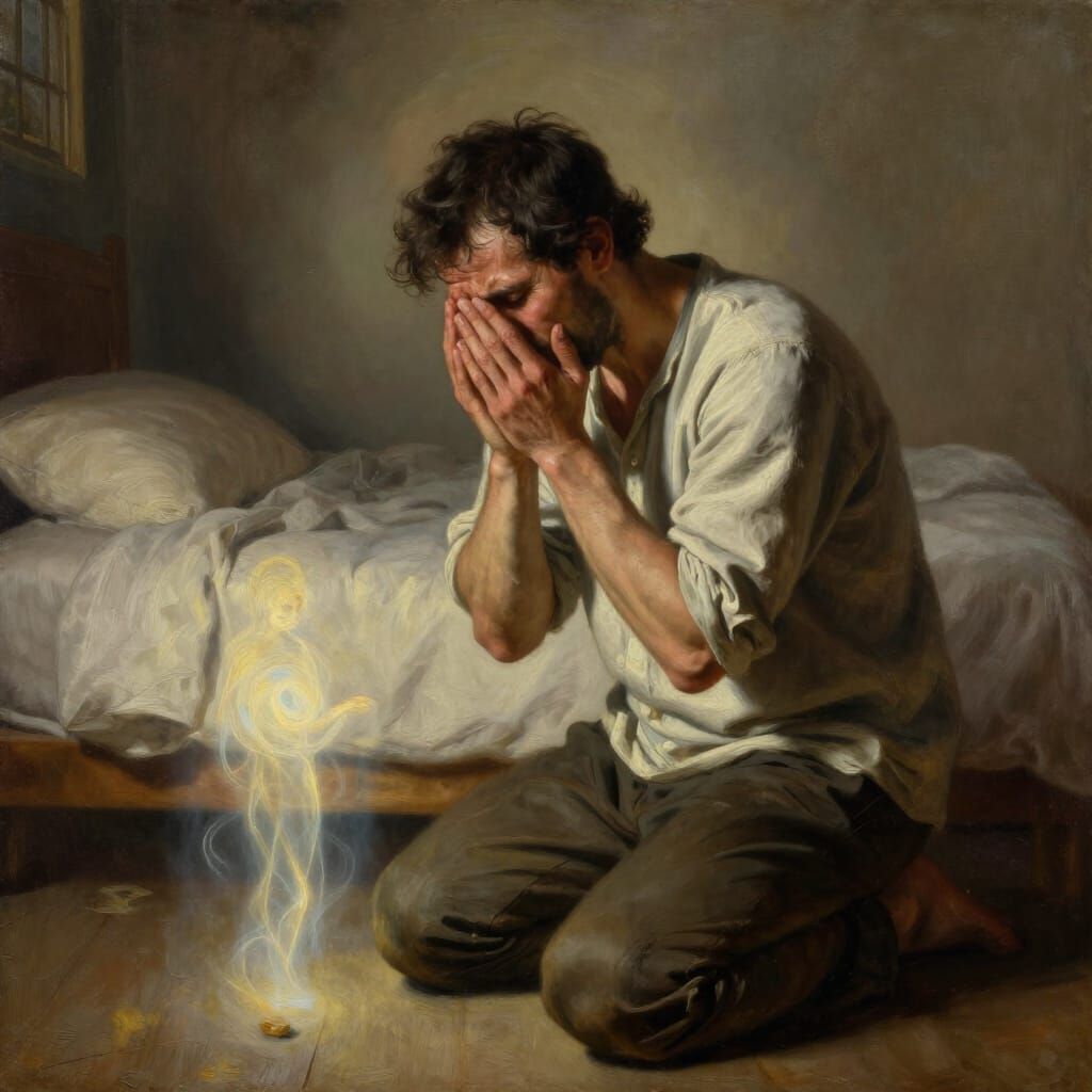 Man in Prayer with Divine Light