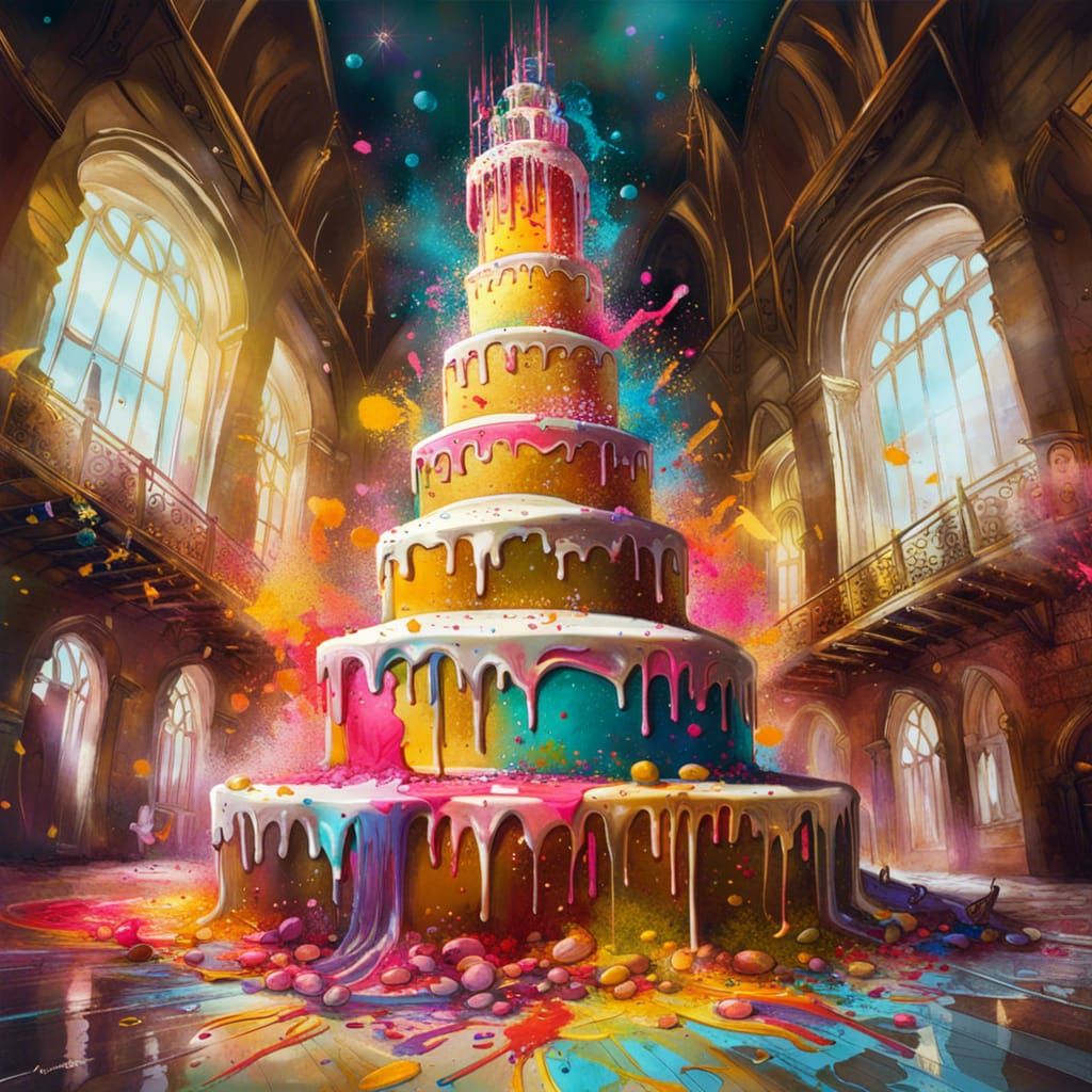 Giant Wedding Cake in Golden Castle, Graffiti Art