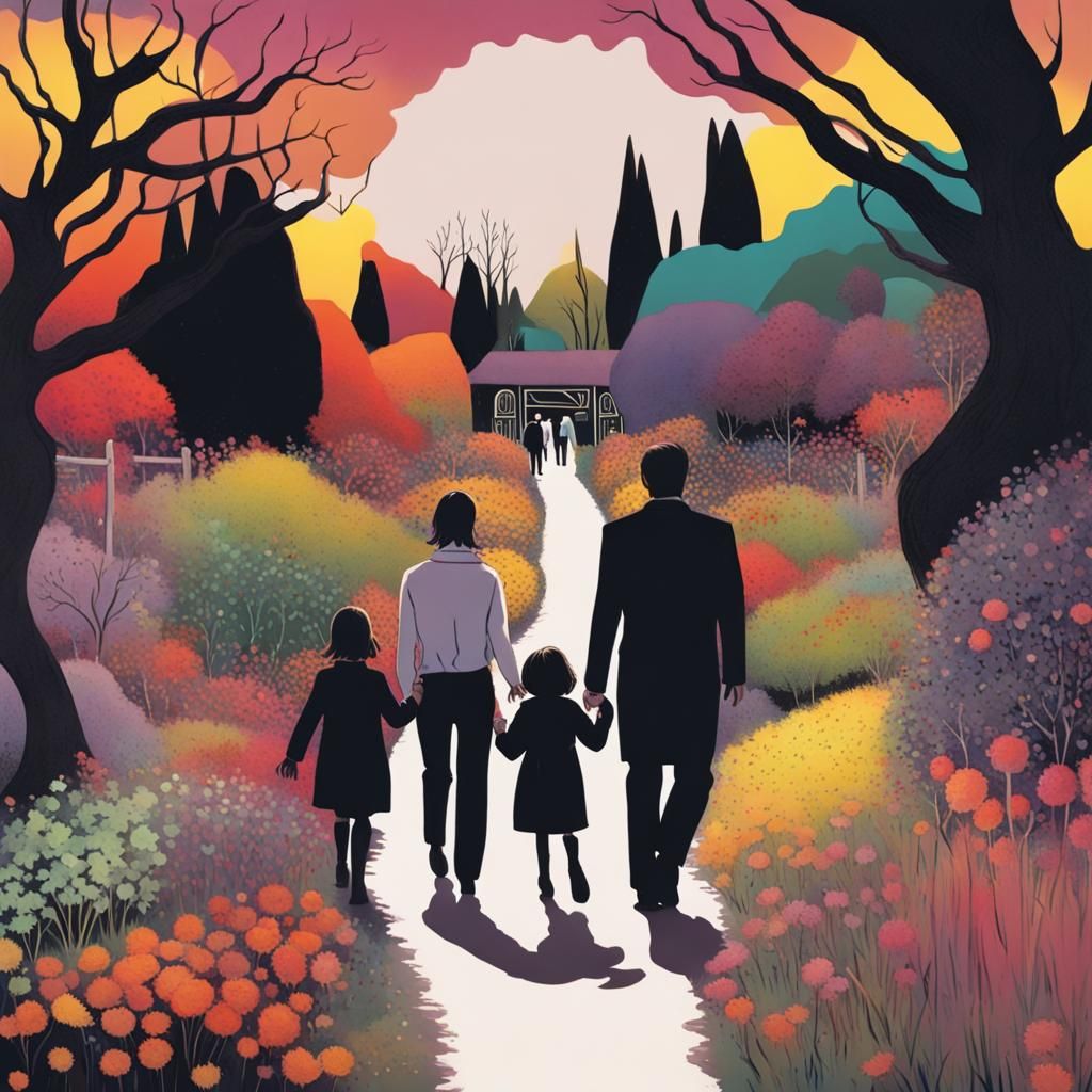Otherworldly Family Arrives in a Colorful Garden