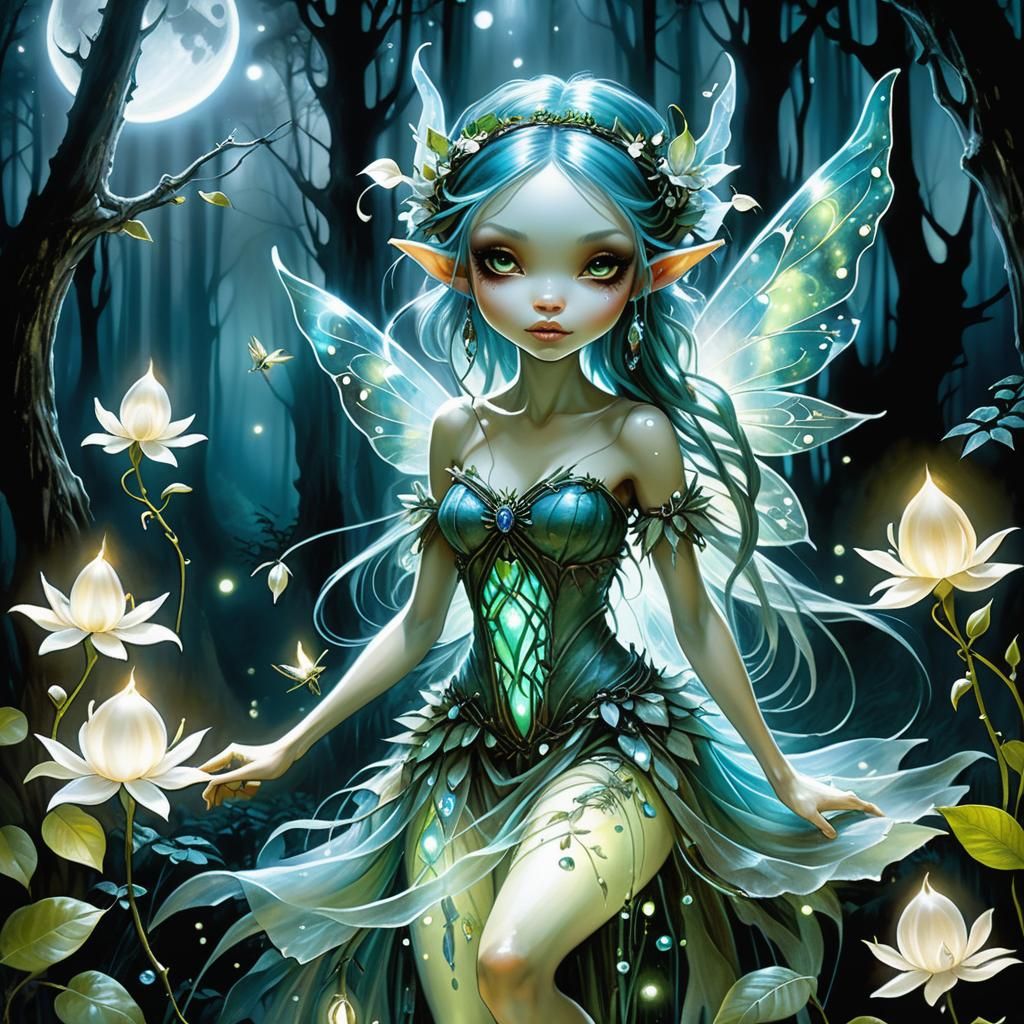 Ethereal Kitsune Princess Under Serene Lunar Gaze