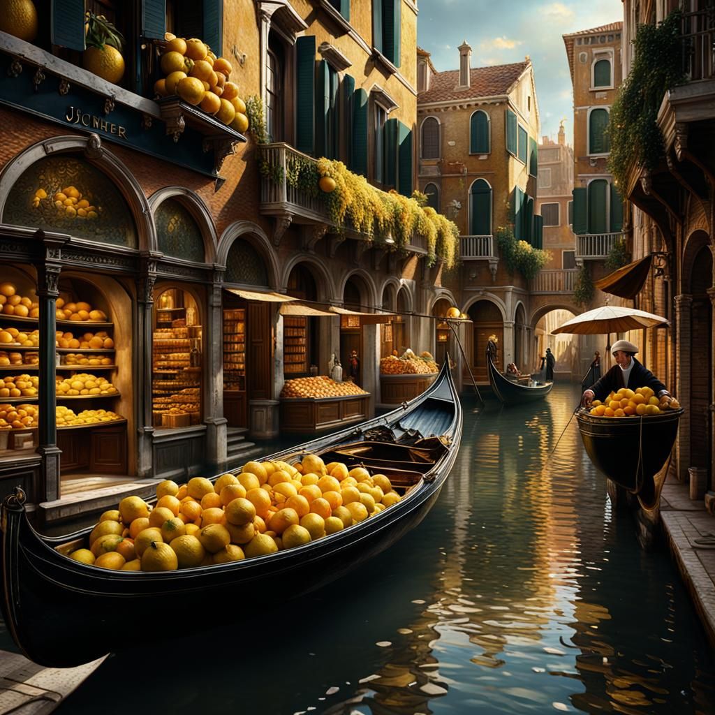 Venice Citrus Shop in Vermeer Style