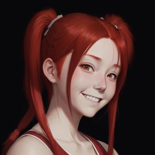 Red Hair Portrait in Studio Ghibli Style