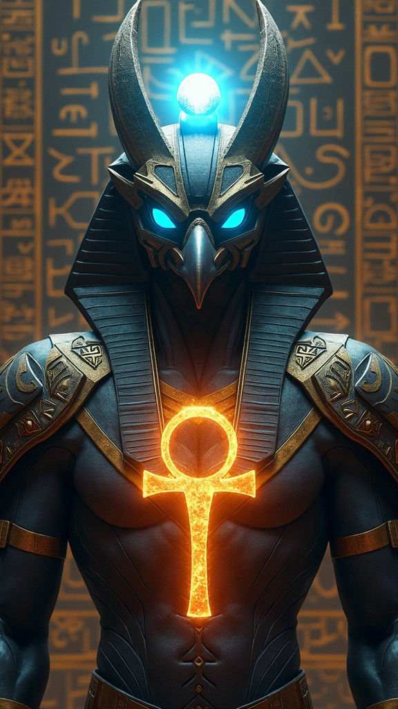 Majestic Horus in Futuristic Armor Concept Art