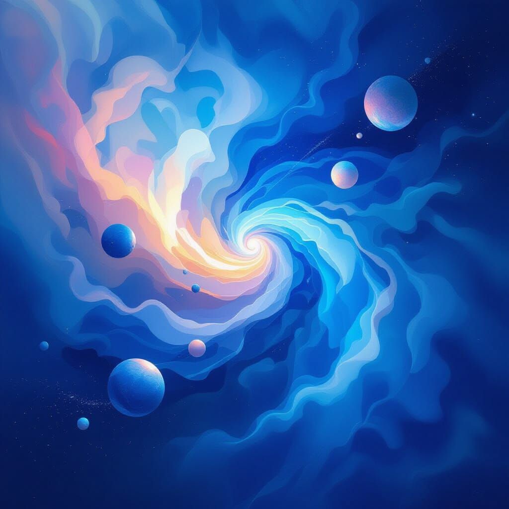 Abstract Cosmic Dreamscape in Blue Hues
