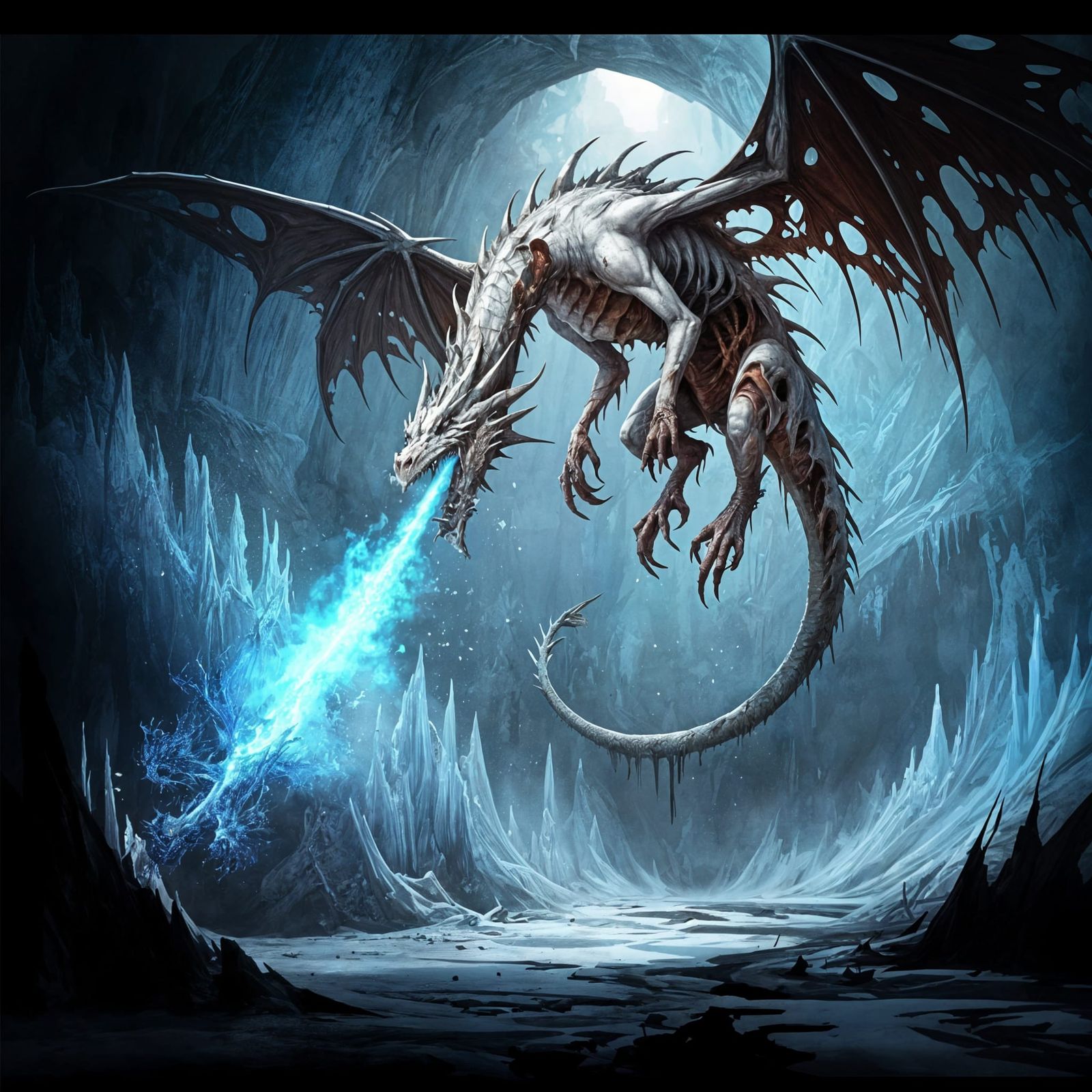 Frostwither Dragon: A Decaying Behemoth in a Frozen Lair