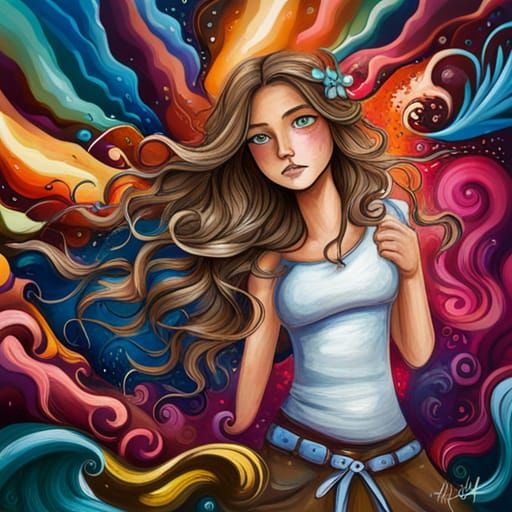 Piper McLean with Cornucopia in Graffiti Art Style