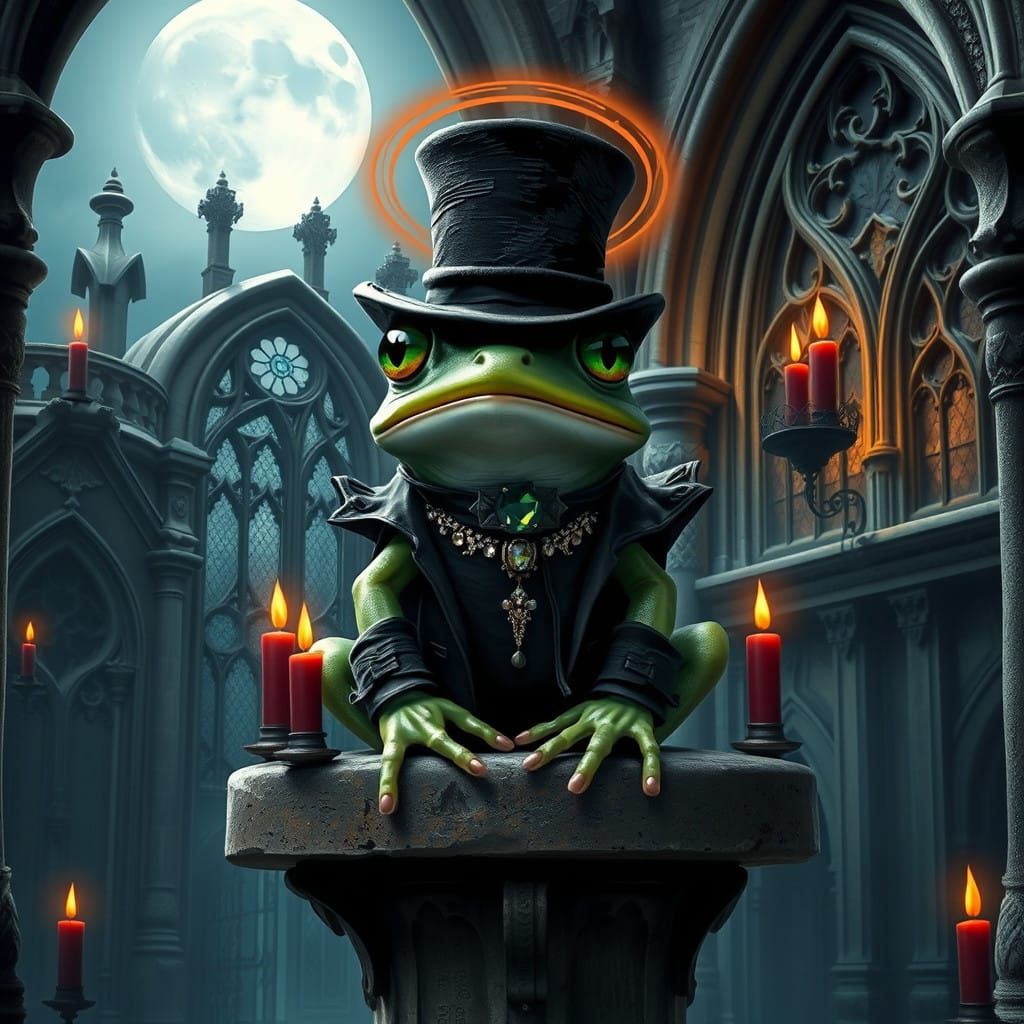 Ethereal Frog in Gothic Splendor