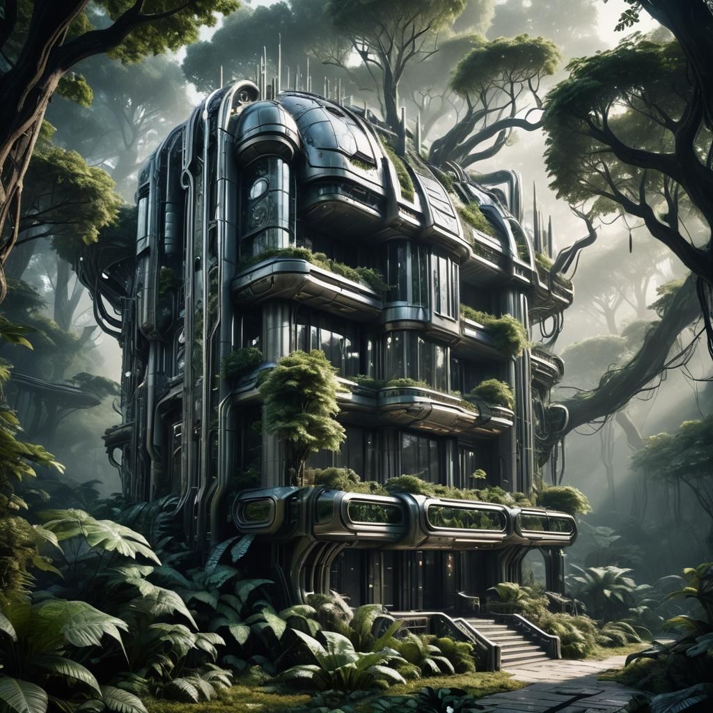 Futuristic Bionic Mansion in Organic Style, 3D Render