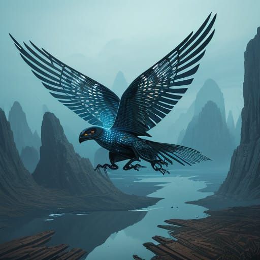 Glowing Winged Specter Unveiled in Ethereal Flight