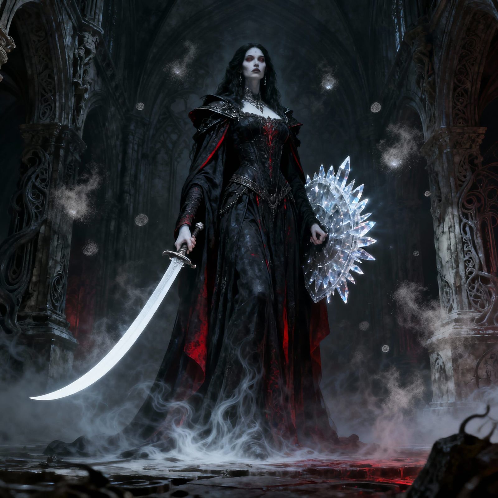 Wraith Princess Kualani in Gothic Chamber with Crystal Shiel...