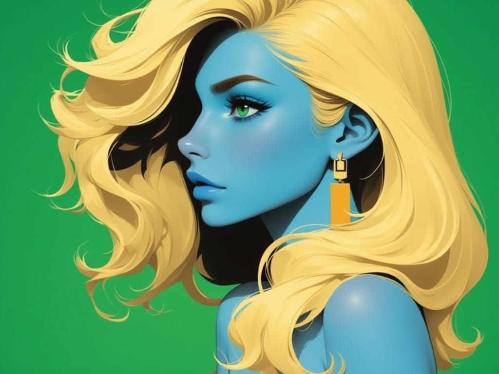 Smurfette in Vintage Minimalist Style