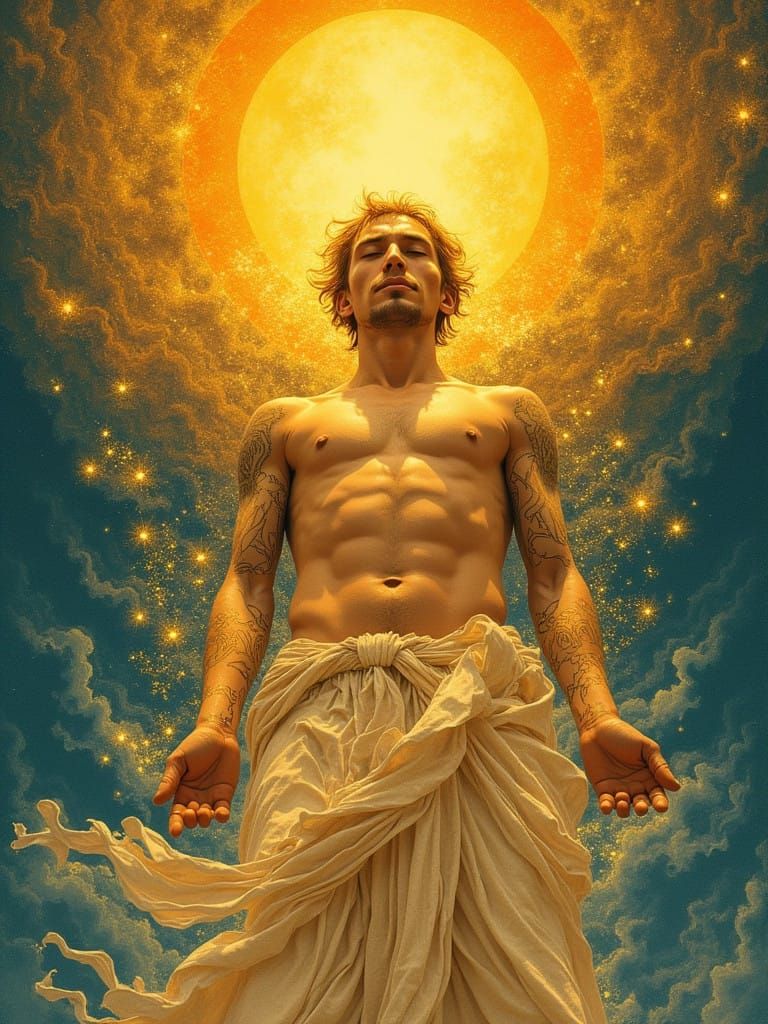 Sunlit Mystic Sliding Down a Radiant Beam