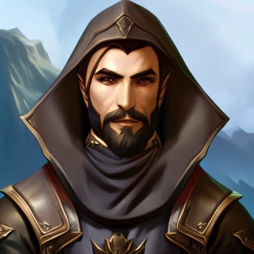 Male Ranger Portrait in Baldur's Gate Icon Style