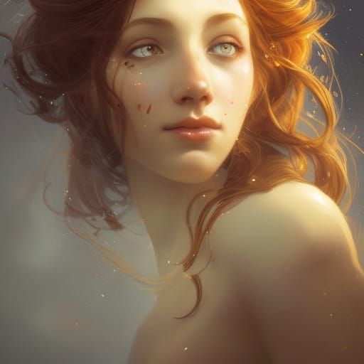 Girl with Honey Hair and Bumble Bees Portrait