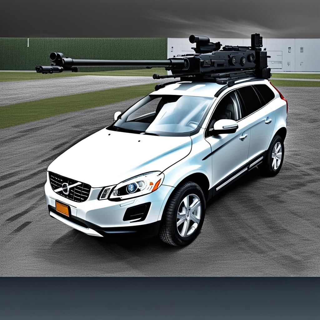 Armored Volvo XC60 with Machine Guns and Tank Treads