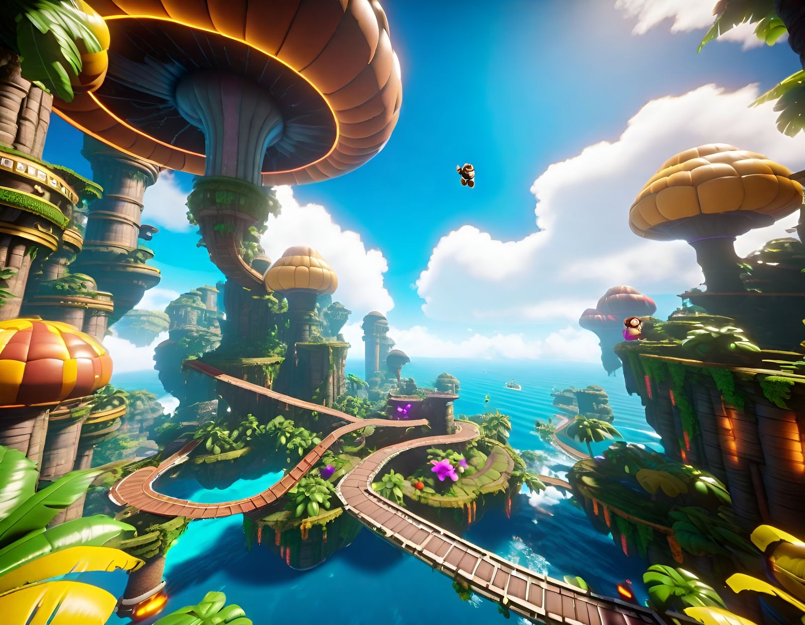 Futuristic Magical Floating Donkey Kong Island