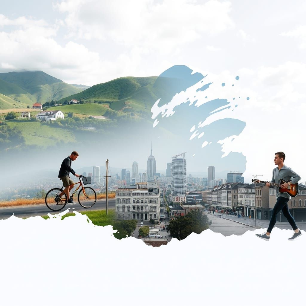 Double Exposure: Village vs. City Contrast