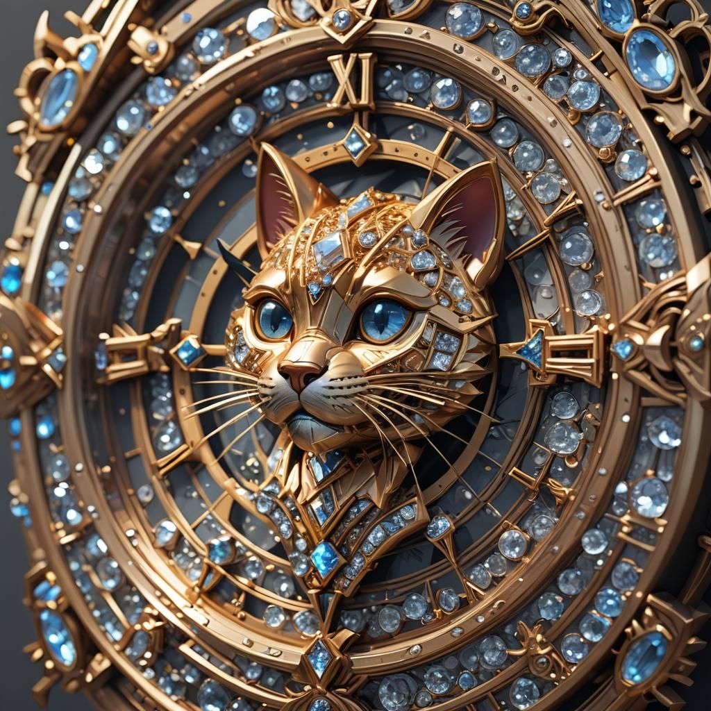 Disney Super Kitty Diamond Clock in 3D Style