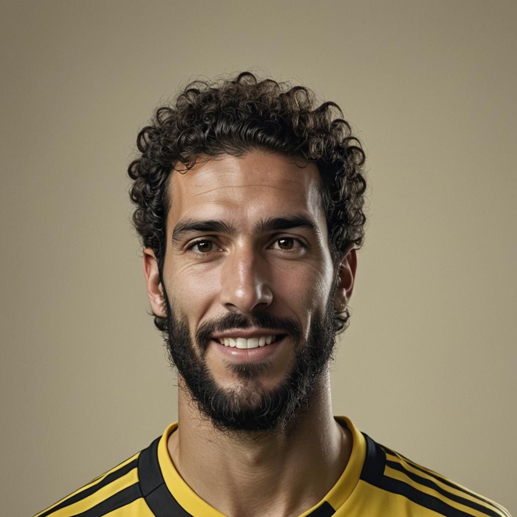 Detailed Portrait of Argentinian Soccer Player with Afro