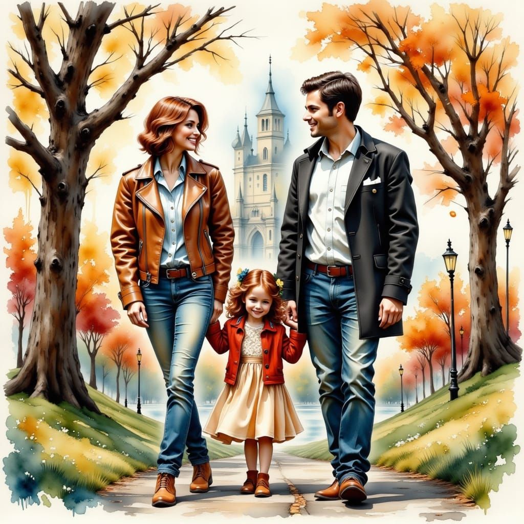 Whimsical Family Portrait in Watercolor