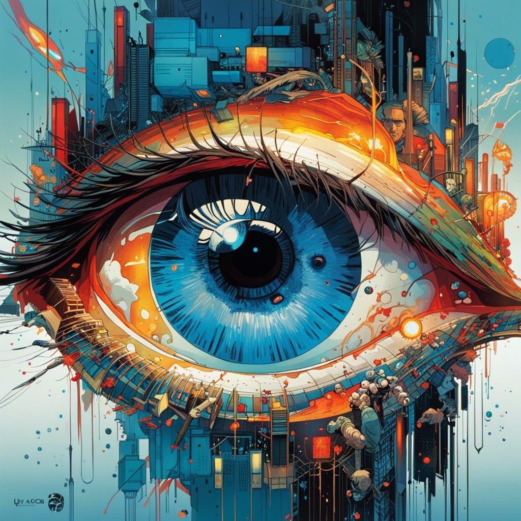 Gorgeous Glowing Blue Eye in Detailed Style