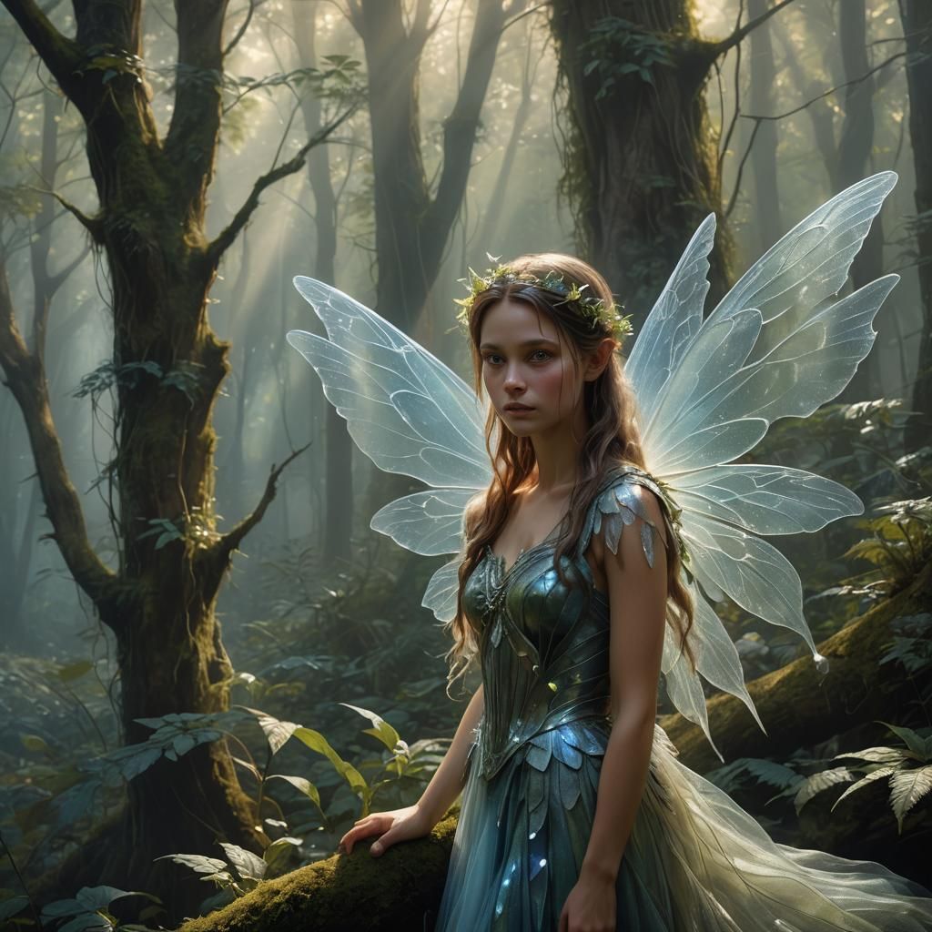 Ethereal Fairy Portrait in Mystical Forest