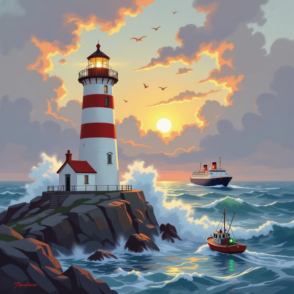 The Lighthouse in stormy sea. - Der Leuchtturm in stürmische...