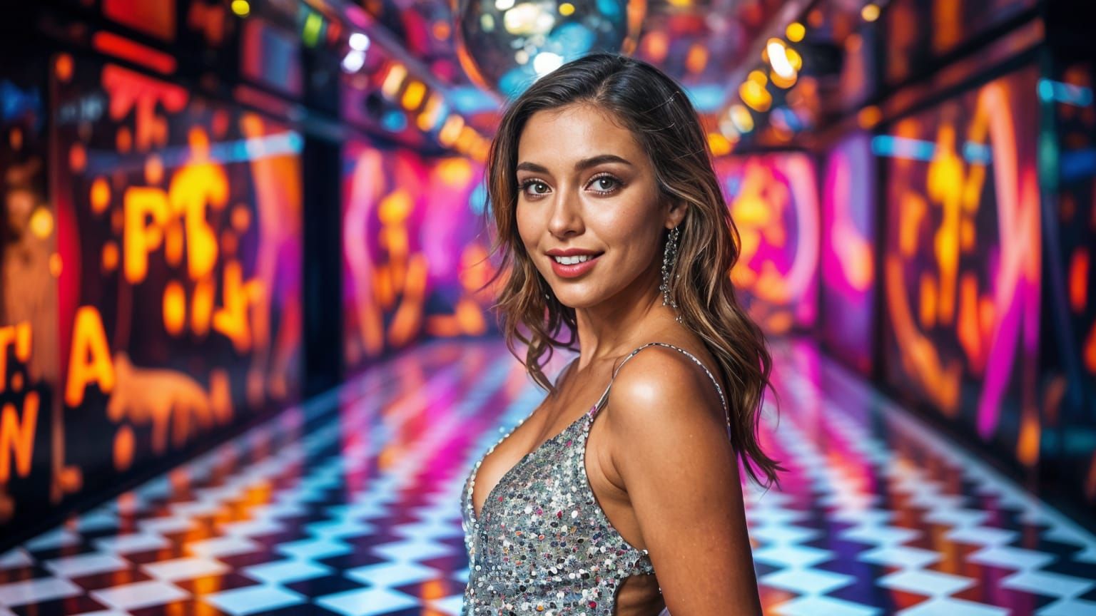 Glamorous Disco Dancer in a Kaleidoscope of Colors