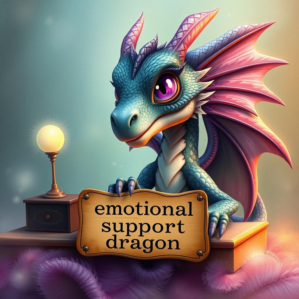 Emotional Support Dragon in Dreamlike Vintage Style