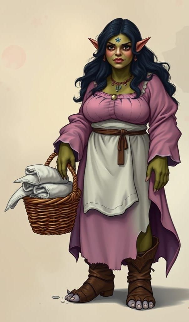 Sultry Female Ogre in Traditional Fantasy Art