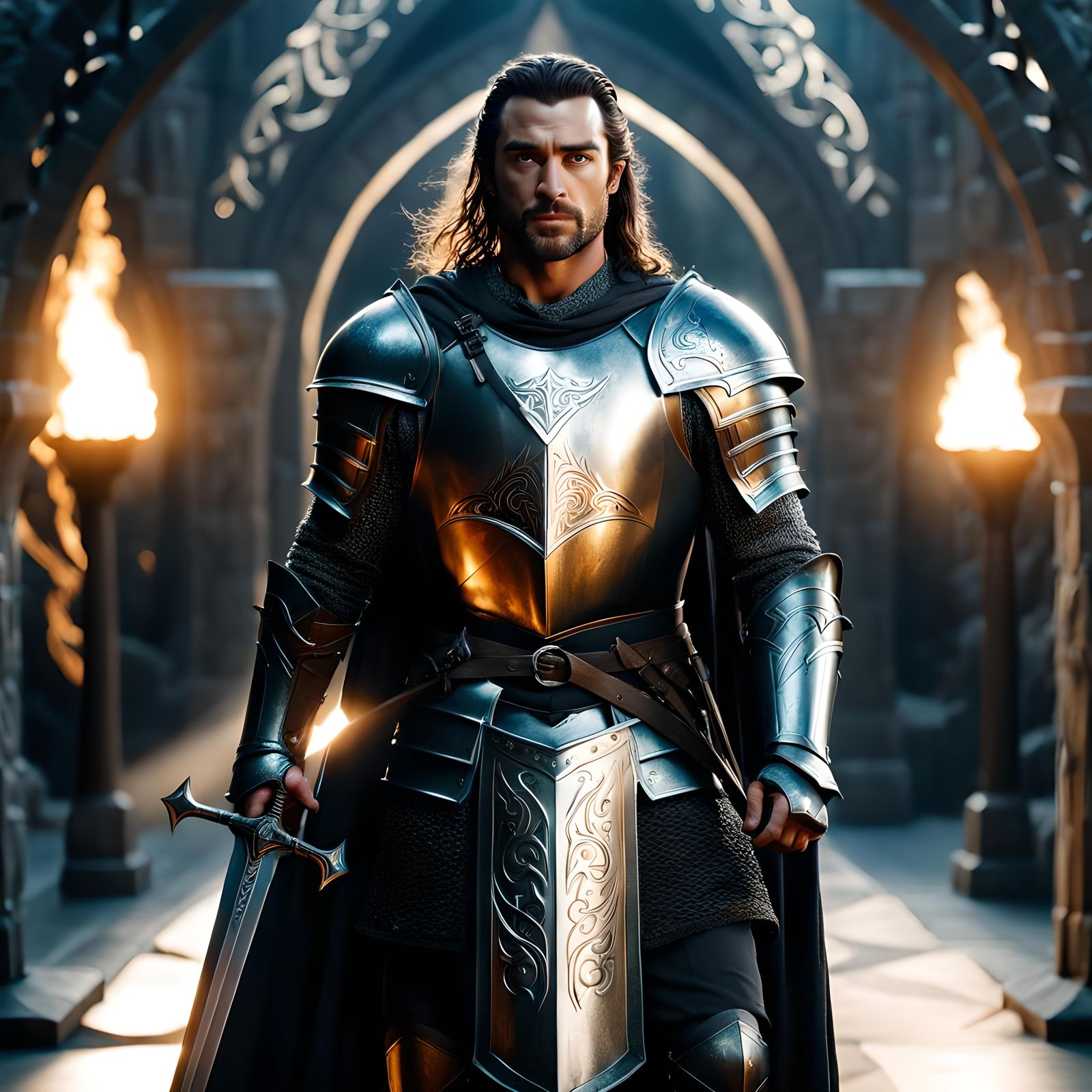 Gondorian Knight Portrait in Cinematic Style