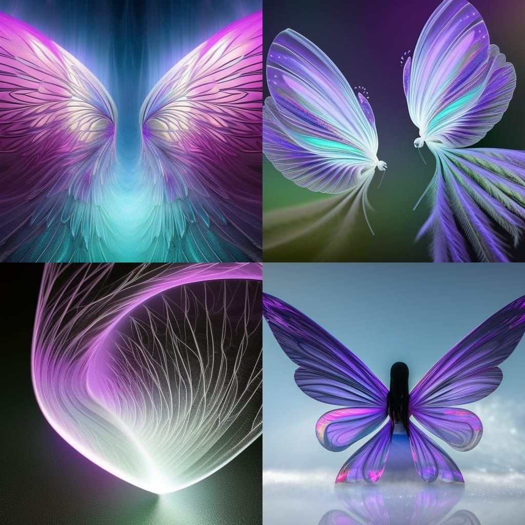 Holographic Fairy Wings in Fairycore Style
