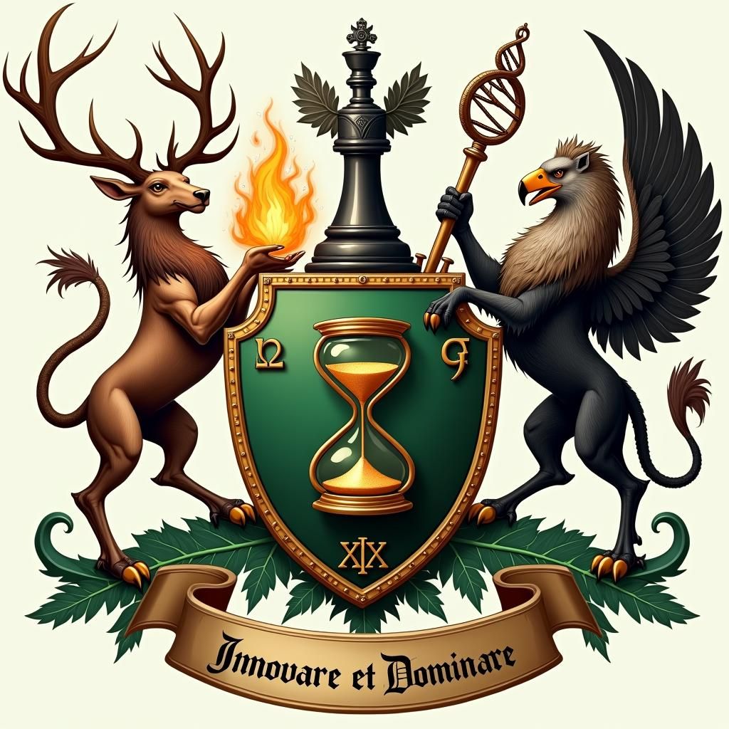 Mystical Coat of Arms with Phoenix and Griffin