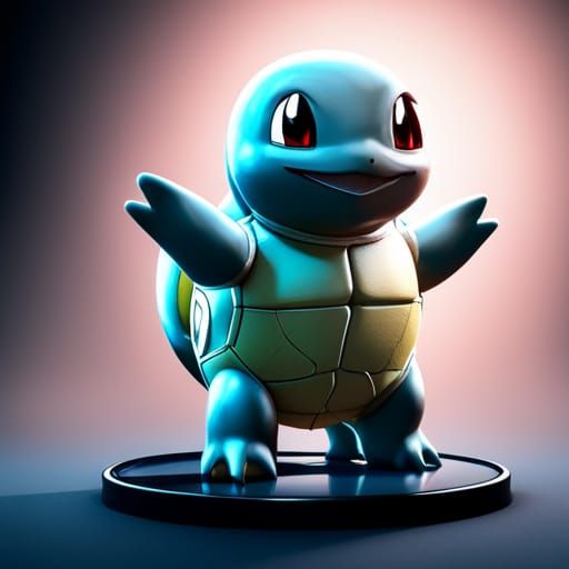 Realistic 3D Render of Squirtle on Glowing Platform