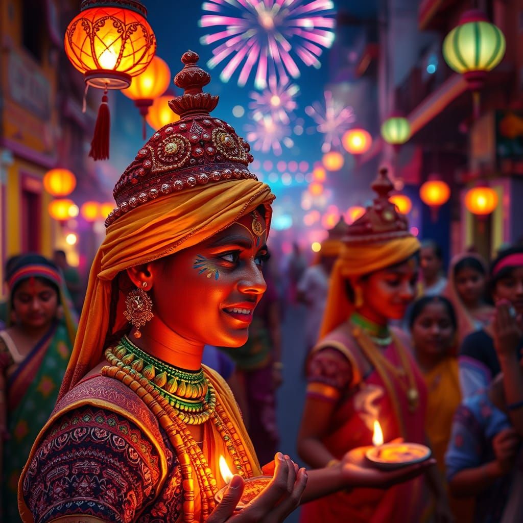 Diwali Festival of Lights in India: Hyperrealistic Art