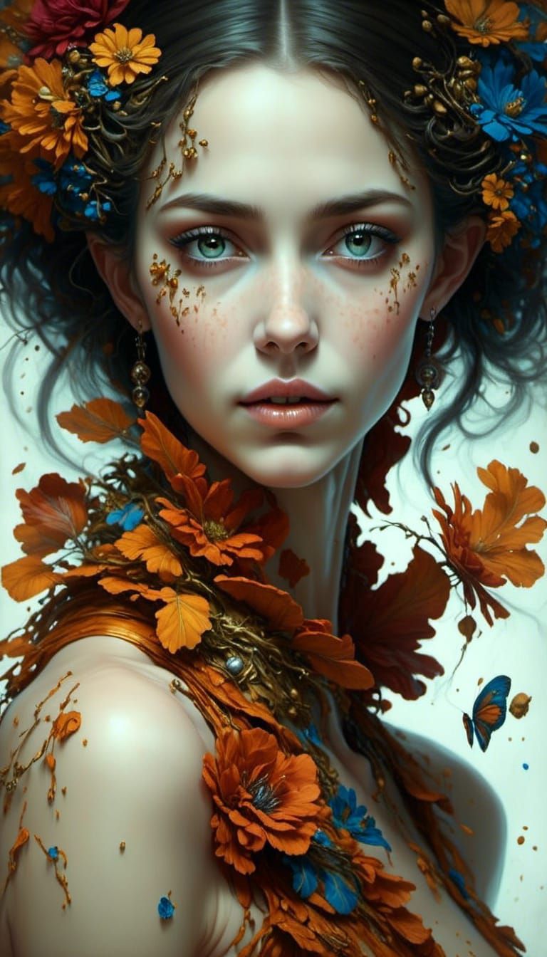 Victorian Floral Figures Painting