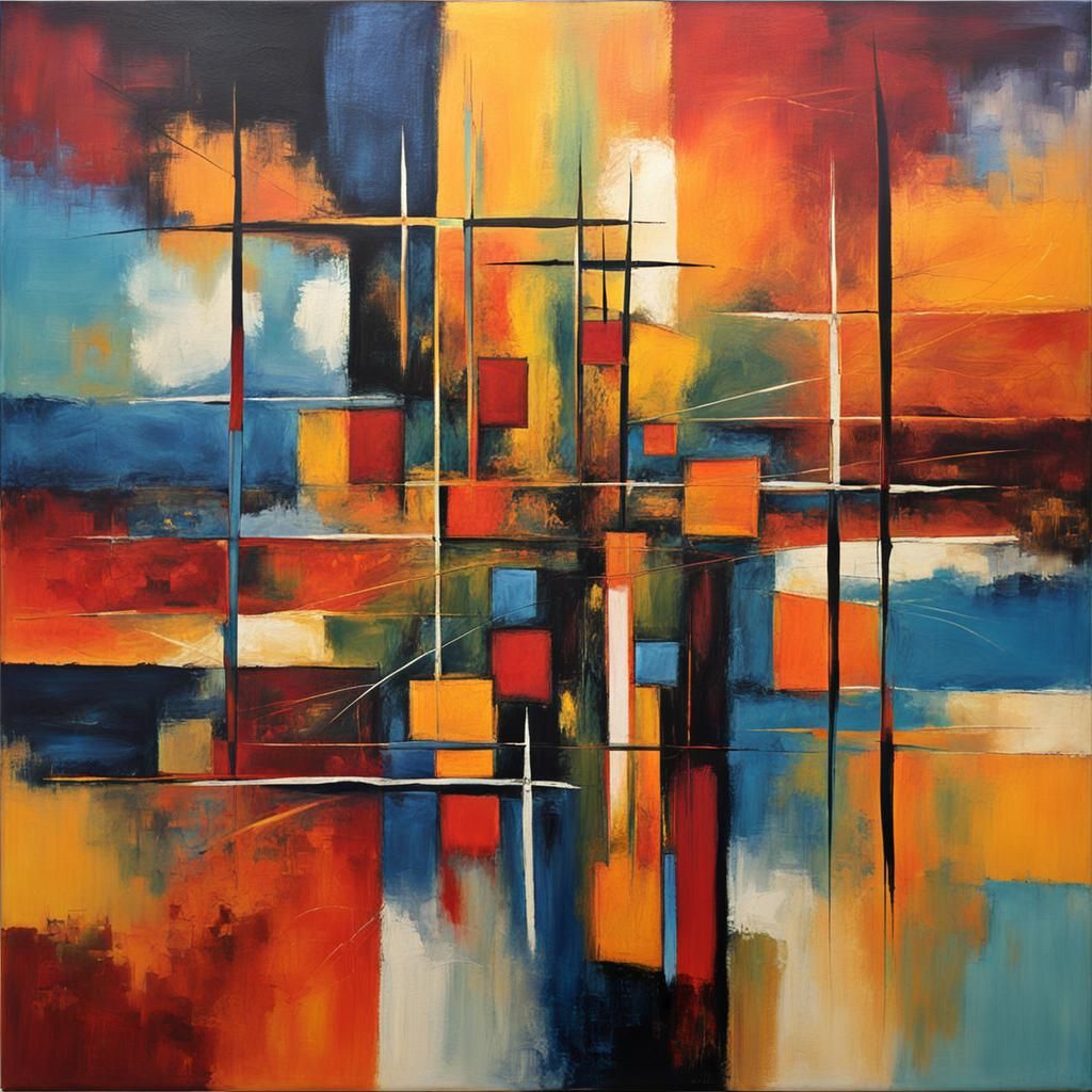 Colorful Abstract Painting with Rectangular Shapes