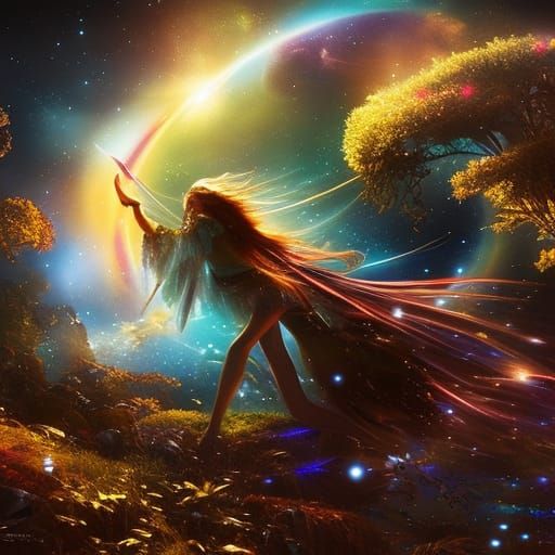 Cosmic Fairy in Aetherpunk Dark Fantasy Style