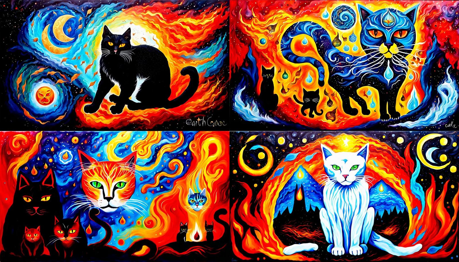 Cat Goddess: Creator of Life Elements in Acrylic