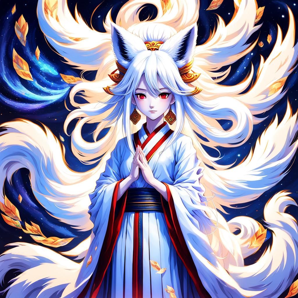 Nine-Tailed Fox Deity with Luxurious Robes