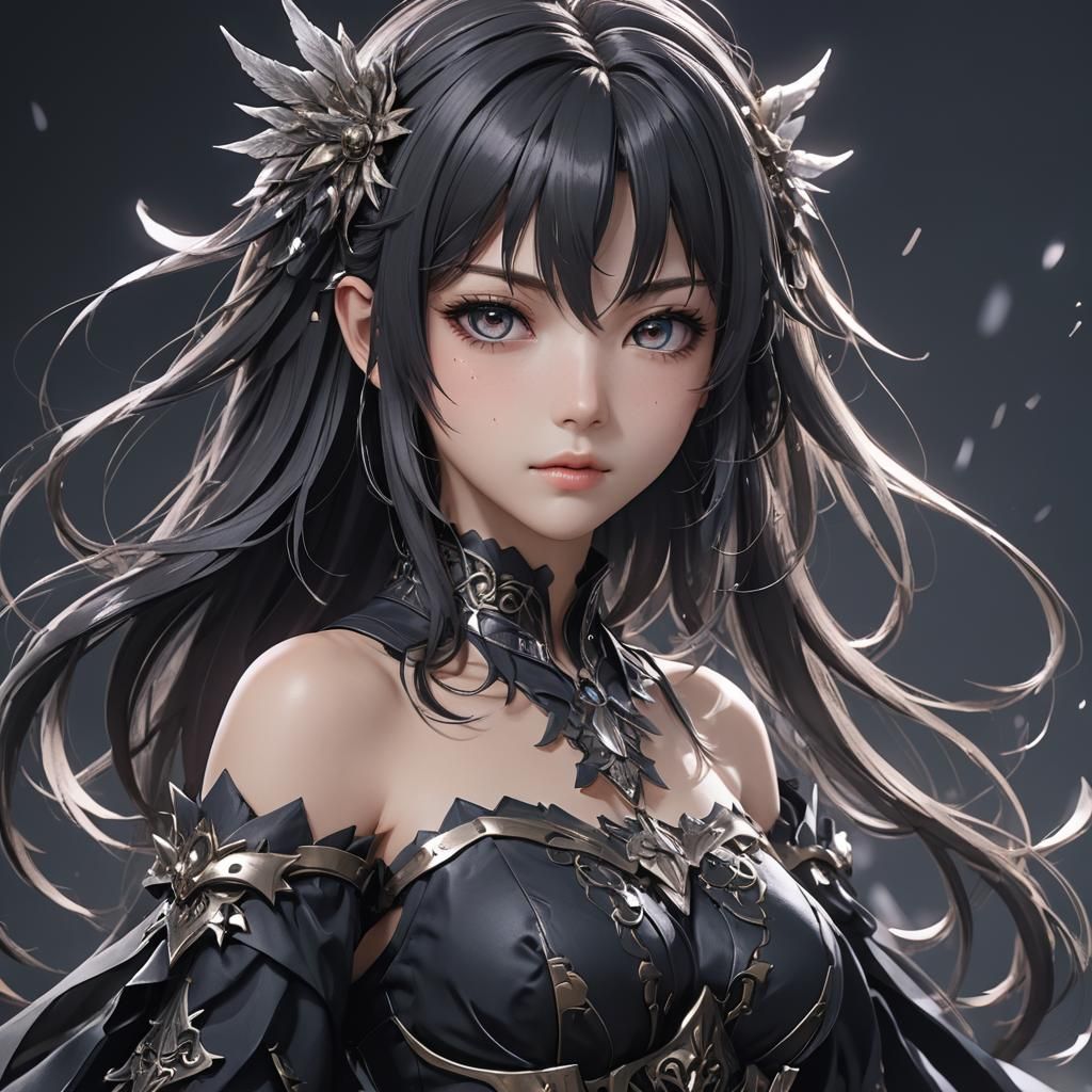Beautiful Dark Anime Character: 3D Art