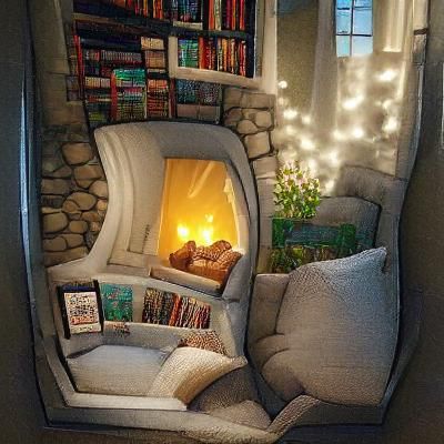 Inviting Reading Nook with Bookshelves