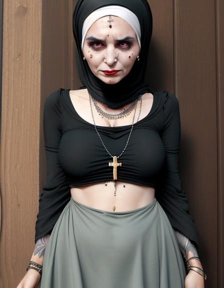 Devout Woman with Headscarf and Piercings