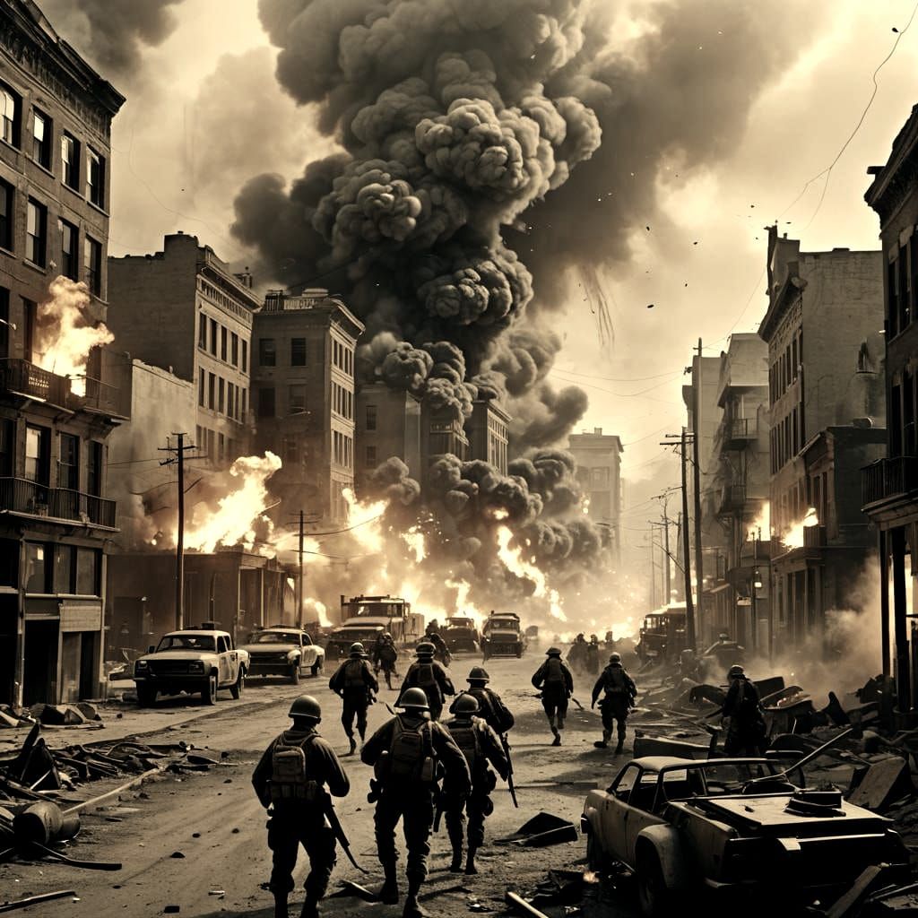 Dramatic War Scene Film Still