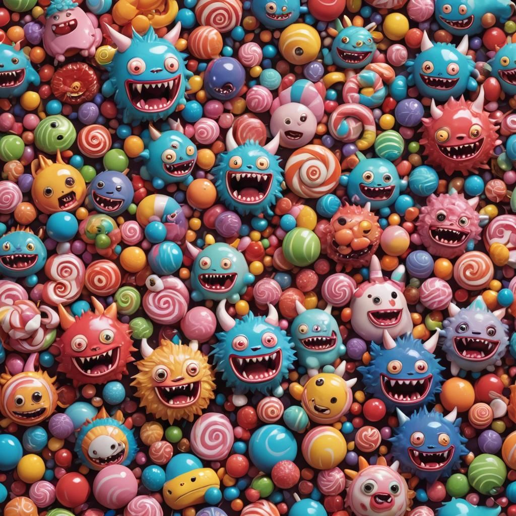 Japanese Monsters in Candy Art Style