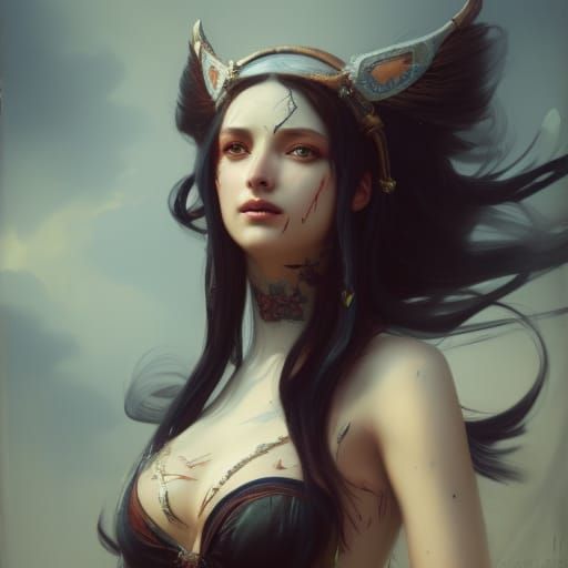 Corsair Princess with Scars, Titian Style Painting