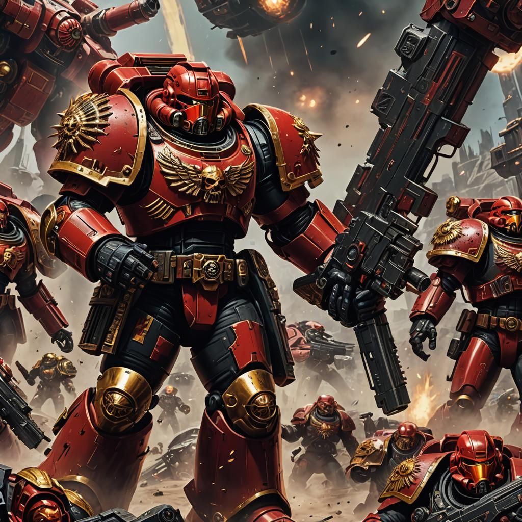 Blood Angel Space Marine in Detailed Armor