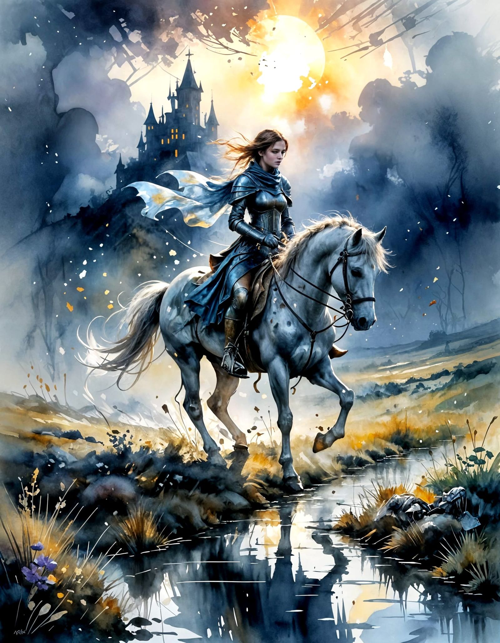 Medieval Knight Rides into Haunting Fog