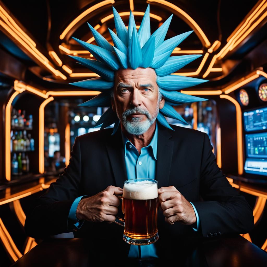 Rick Sanchez in Futuristic Heavy Metal Pub